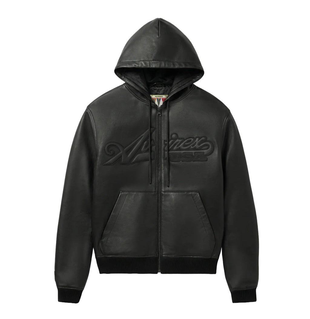 SCRIPT NAPPA LEATHER HOODIE