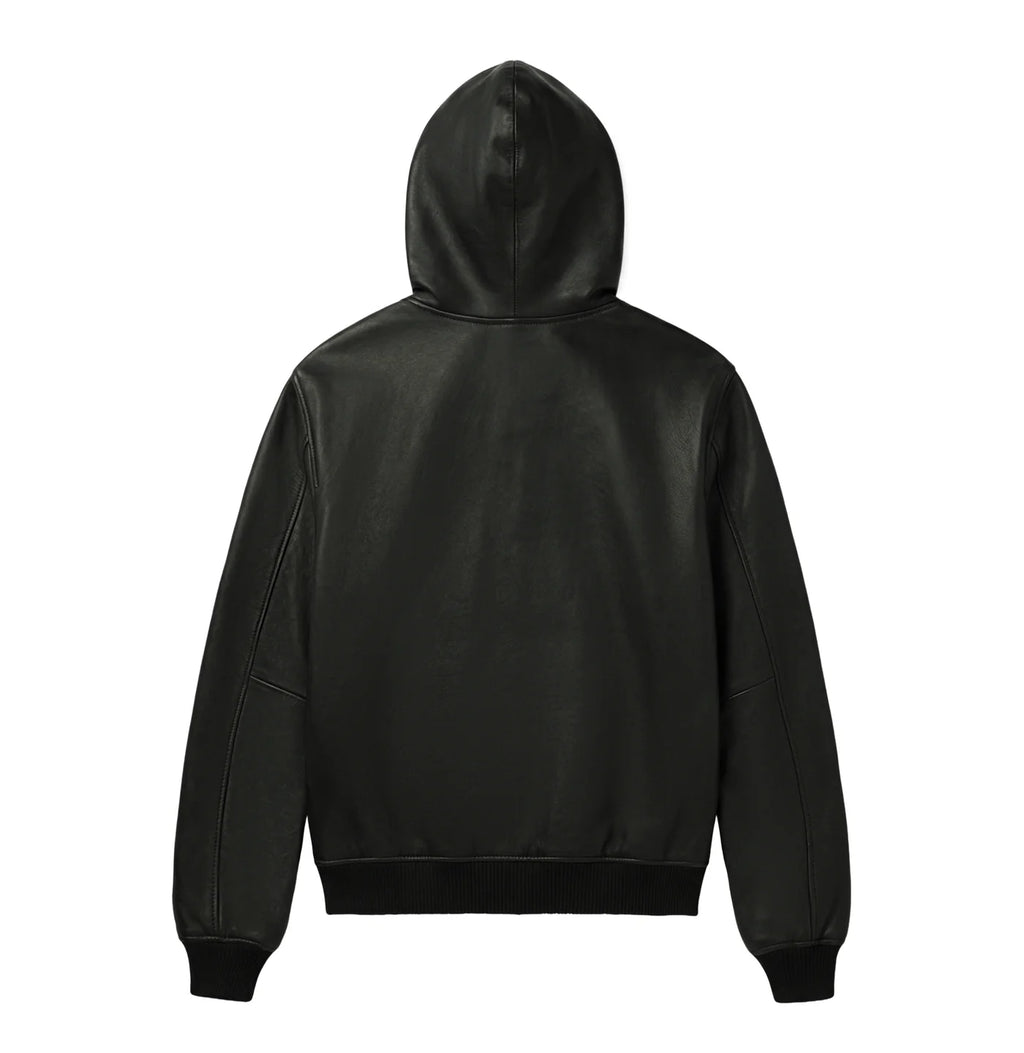 SCRIPT NAPPA LEATHER HOODIE