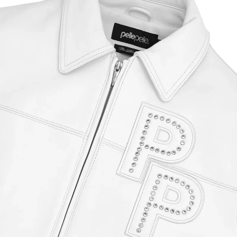 white Pelle Pelle Stones Leather Jacket