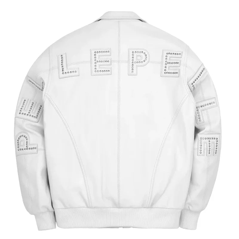 white Pelle Pelle Stones Leather Jacket